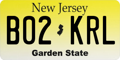 NJ license plate B02KRL
