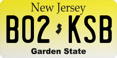 NJ license plate B02KSB