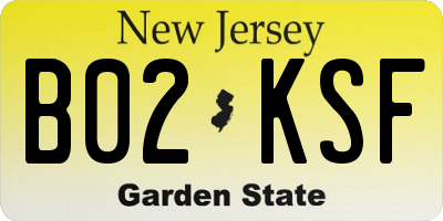 NJ license plate B02KSF