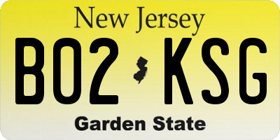 NJ license plate B02KSG