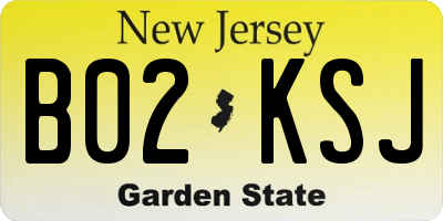 NJ license plate B02KSJ