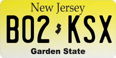 NJ license plate B02KSX