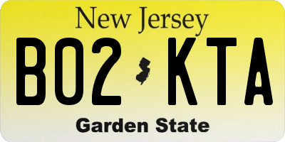 NJ license plate B02KTA