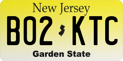 NJ license plate B02KTC