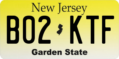 NJ license plate B02KTF
