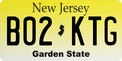 NJ license plate B02KTG