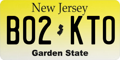 NJ license plate B02KTO