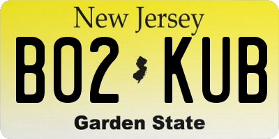 NJ license plate B02KUB