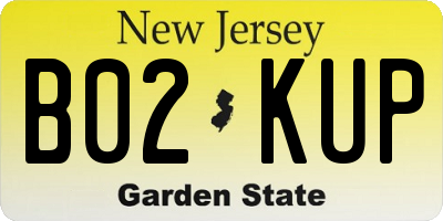 NJ license plate B02KUP