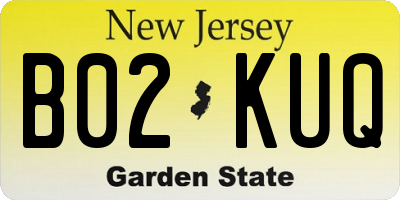 NJ license plate B02KUQ