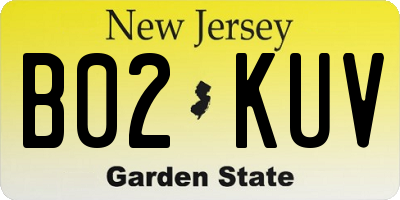 NJ license plate B02KUV