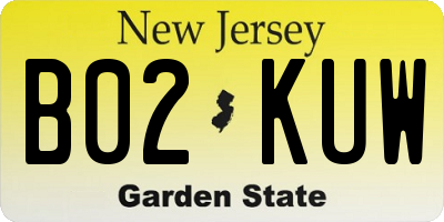NJ license plate B02KUW
