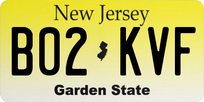 NJ license plate B02KVF