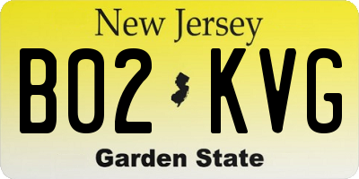 NJ license plate B02KVG