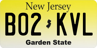 NJ license plate B02KVL