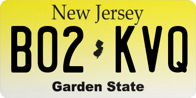 NJ license plate B02KVQ