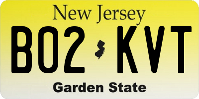 NJ license plate B02KVT