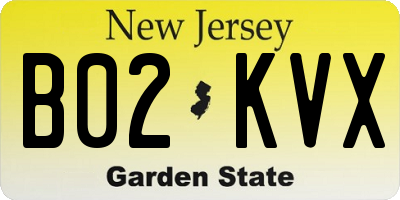 NJ license plate B02KVX