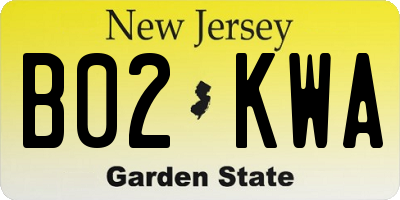 NJ license plate B02KWA