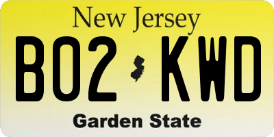 NJ license plate B02KWD