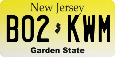 NJ license plate B02KWM