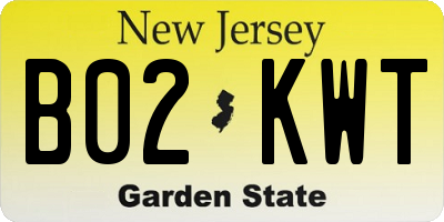 NJ license plate B02KWT