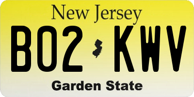 NJ license plate B02KWV