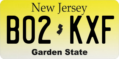 NJ license plate B02KXF