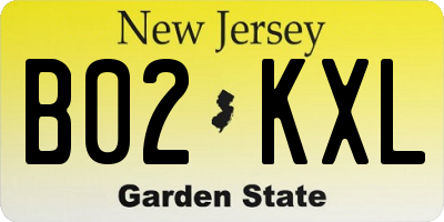 NJ license plate B02KXL