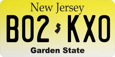 NJ license plate B02KXO