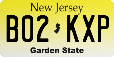 NJ license plate B02KXP