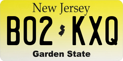 NJ license plate B02KXQ