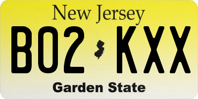 NJ license plate B02KXX