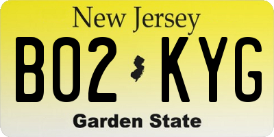NJ license plate B02KYG