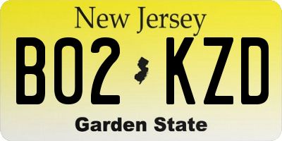 NJ license plate B02KZD