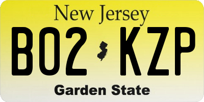 NJ license plate B02KZP