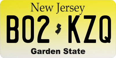 NJ license plate B02KZQ