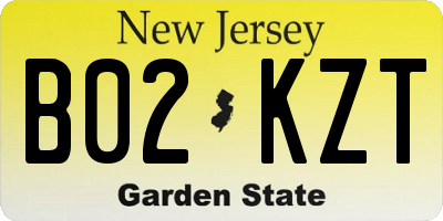 NJ license plate B02KZT