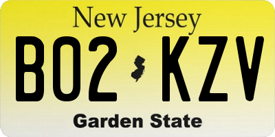 NJ license plate B02KZV