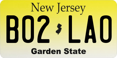 NJ license plate B02LAO