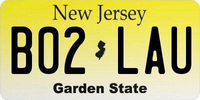 NJ license plate B02LAU