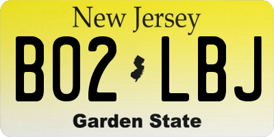 NJ license plate B02LBJ