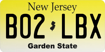 NJ license plate B02LBX