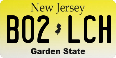 NJ license plate B02LCH
