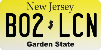 NJ license plate B02LCN