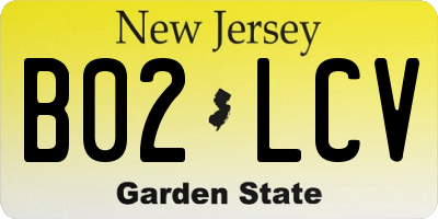 NJ license plate B02LCV