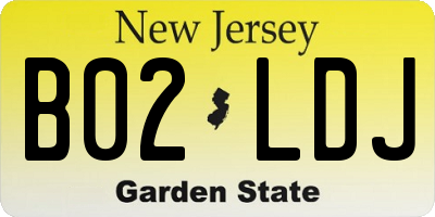 NJ license plate B02LDJ
