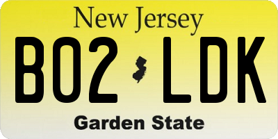 NJ license plate B02LDK