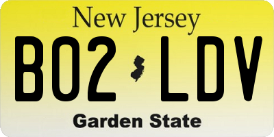 NJ license plate B02LDV