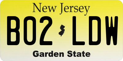 NJ license plate B02LDW
